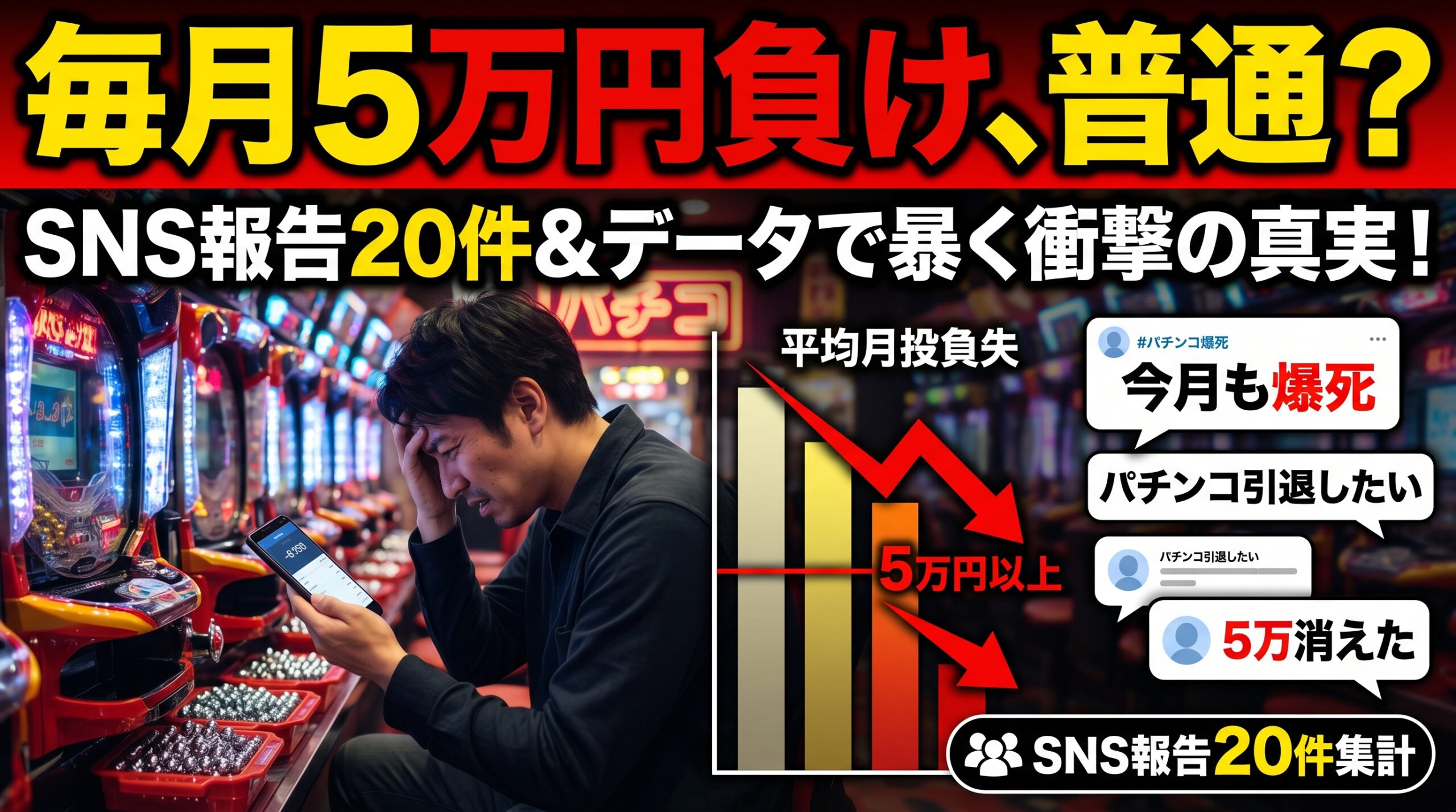 パチスロで「月5万負け」は普通なのか?データとSNS実報告20件で出した残酷な答え