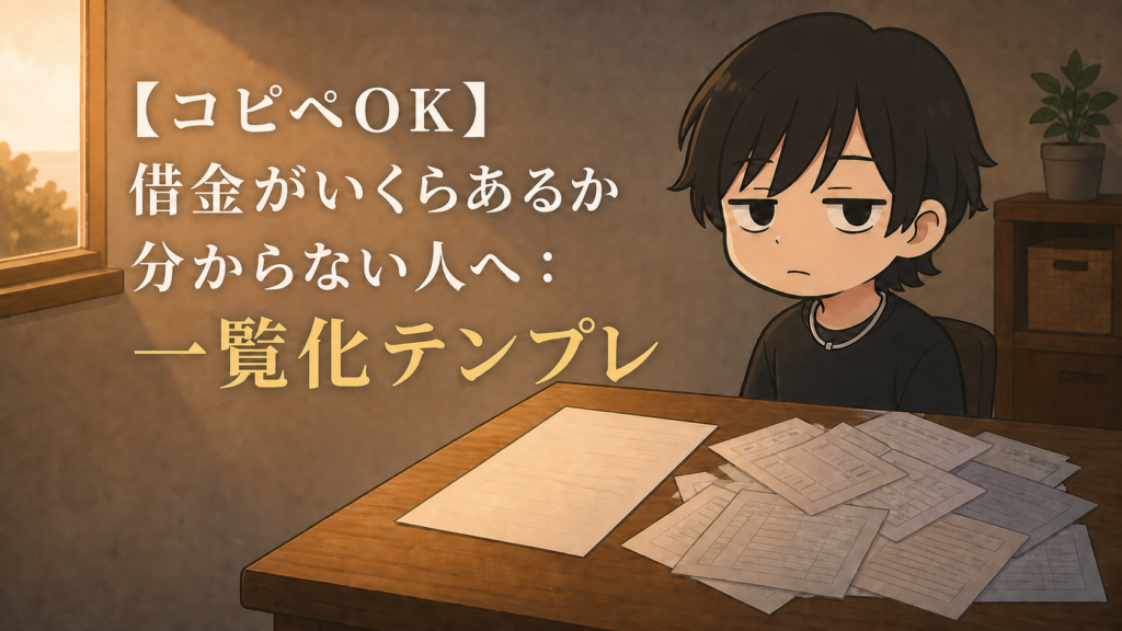 【コピペOK】借金がいくらあるか分からない人へ：一覧化テンプレ