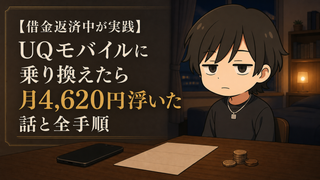 【借金返済中が実践】UQモバイルに乗り換えたら月4,620円浮いた話と全手順